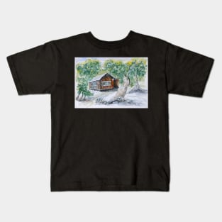 Snow Storm Hut - Watercolour Kids T-Shirt